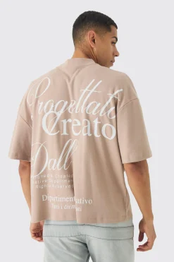 Oversized Extended Neck Embroidered Heavy Interlock T-shirt | BoohooMAN UK