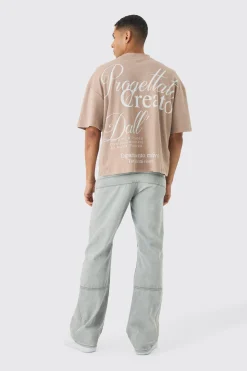 Oversized Extended Neck Embroidered Heavy Interlock T-shirt | BoohooMAN UK
