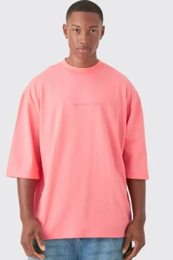 Oversized Extended Neck Embroidered T-shirt | BoohooMAN UK
