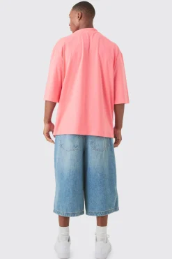 Oversized Extended Neck Embroidered T-shirt | BoohooMAN UK