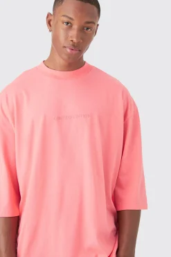 Oversized Extended Neck Embroidered T-shirt | BoohooMAN UK