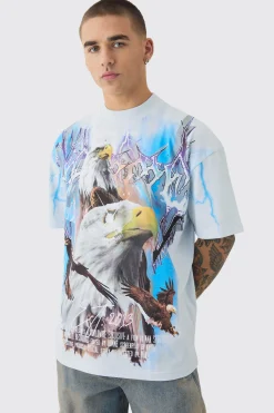 Oversized Extended Neck Extreme Lightning T-shirt | BoohooMAN UK