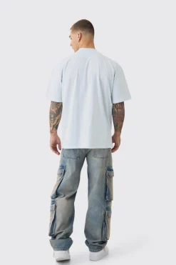 Oversized Extended Neck Extreme Lightning T-shirt | BoohooMAN UK