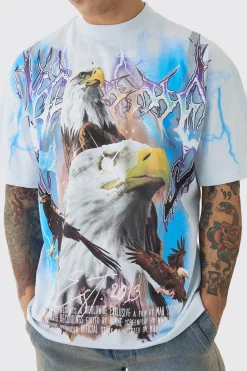 Oversized Extended Neck Extreme Lightning T-shirt | BoohooMAN UK
