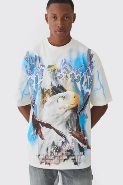 Oversized Extended Neck Extreme Lightning T-shirt | BoohooMAN UK