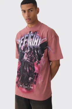 Oversized Extended Neck Extreme OFCL Eagle T-shirt | BoohooMAN UK