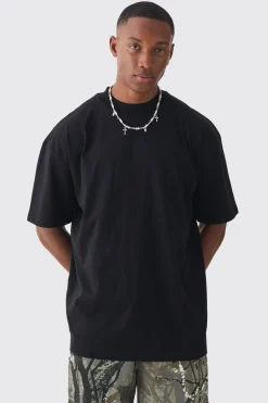 Oversized Extended Neck Extreme Gothic Back Graphic T-shirt | BoohooMAN UK