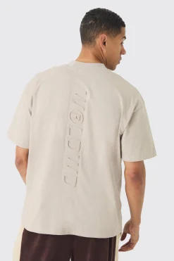 Oversized Extended Neck Embossed Worldwide T-shirt | BoohooMAN UK