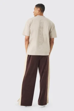 Oversized Extended Neck Embossed Worldwide T-shirt | BoohooMAN UK