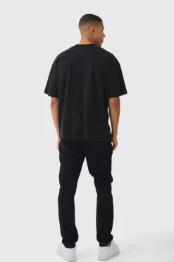 Oversized Extended Neck Embossed Worldwide T-shirt | BoohooMAN UK