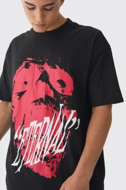 Oversized Extended Neck Eternal Print T-Shirt | BoohooMAN UK
