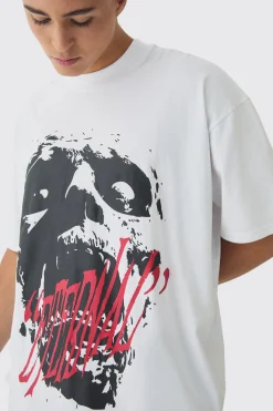 Oversized Extended Neck Eternal Print T-Shirt | BoohooMAN UK