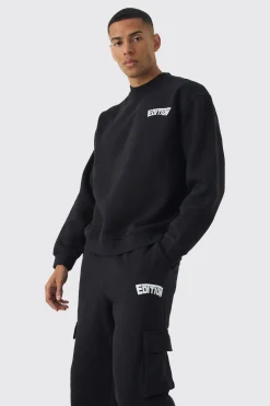 Oversized Extended Neck Edition Cargo & Sweatshirt Tracksuit | BoohooMAN UK