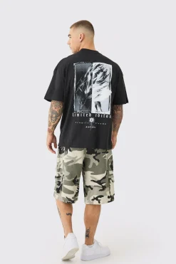 Oversized Extended Neck Floral Graphic Back Print T-shirt | BoohooMAN UK