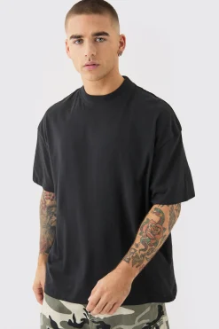 Oversized Extended Neck Floral Graphic Back Print T-shirt | BoohooMAN UK