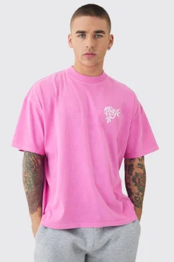 Oversized Extended Neck Floral Print T-shirt | BoohooMAN UK