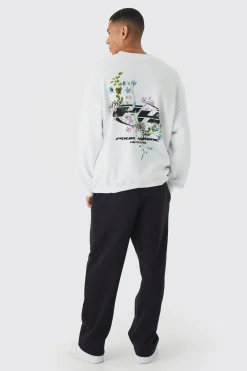 Oversized Extended Neck Floral Printed Sweatshirt | BoohooMAN UK