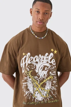 Oversized Extended Neck Graphic Heavy T-shirt | BoohooMAN UK