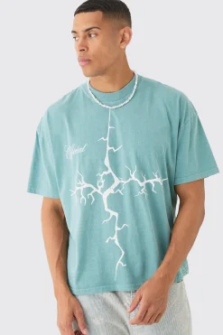 Oversized Extended Neck Gothic Cross T-shirt | BoohooMAN UK