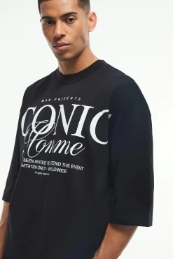 Oversized Extended Neck Gloss Iconic Print T-shirt | BoohooMAN UK