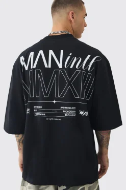 Oversized Extended Neck Graphic T-shirt | BoohooMAN UK