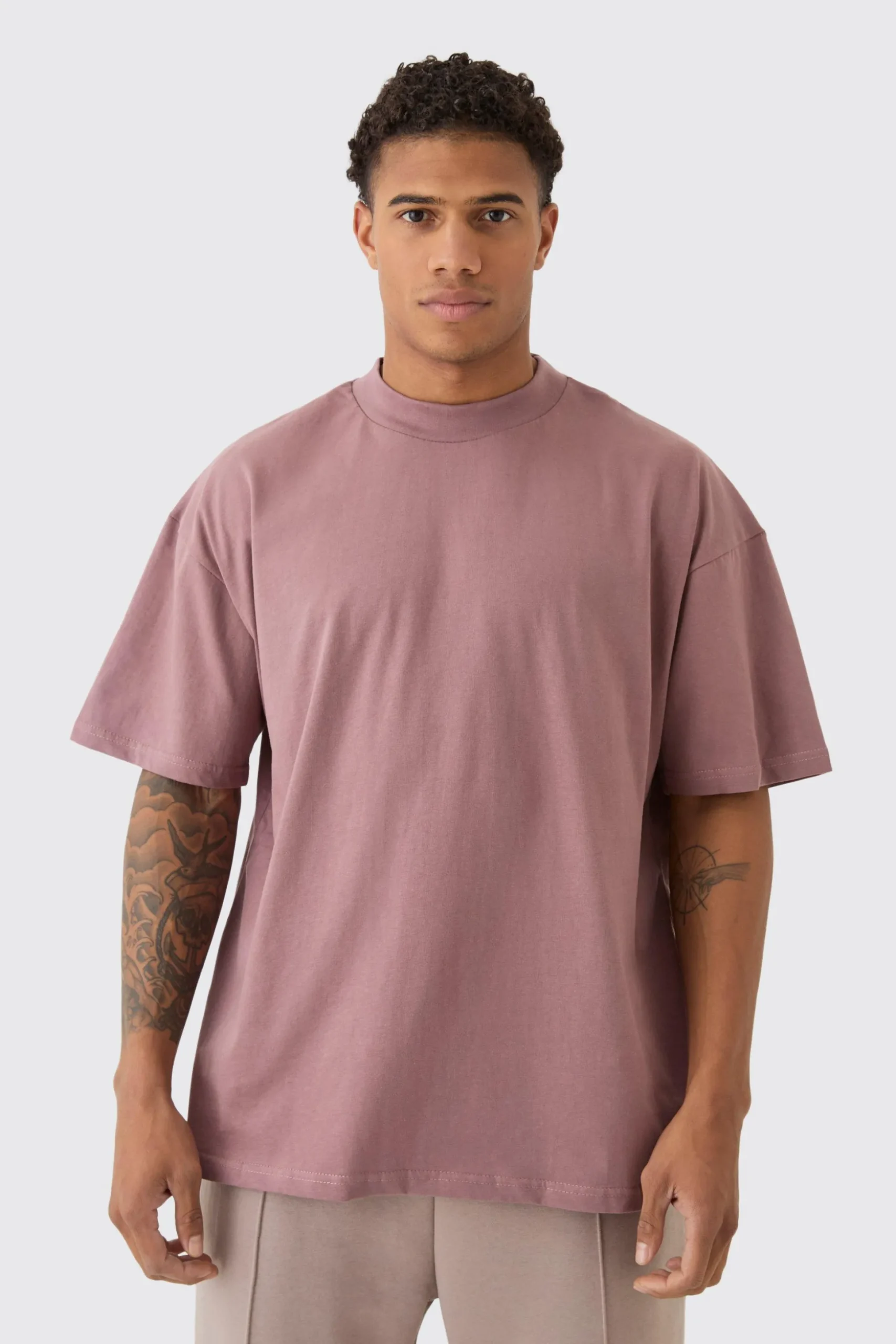 Oversized Extended Neck Heavy T-shirt | BoohooMAN UK