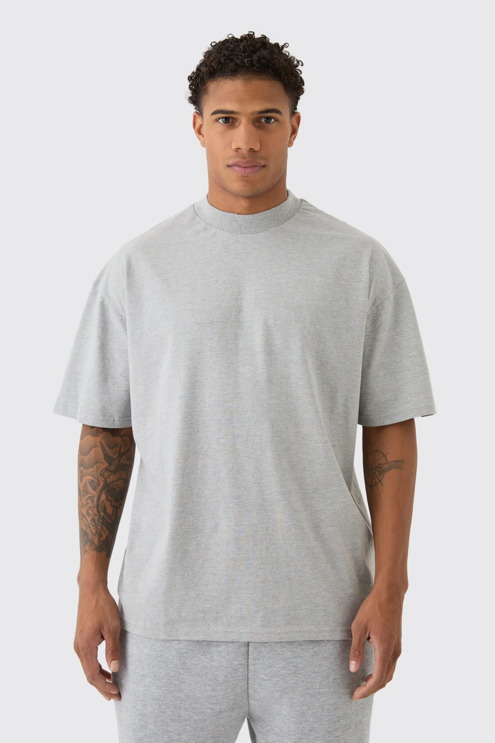 Oversized Extended Neck Heavyweight T-shirt | BoohooMAN UK