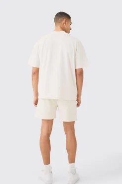 Oversized Extended Neck Heavyweight T-shirt & Shorts Set | BoohooMAN UK