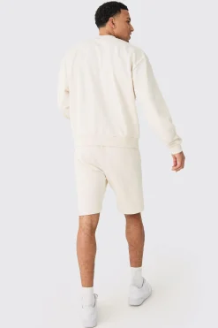 Oversized Extended Neck Heavy Sweatshirt Short Tracksuit | BoohooMAN UK