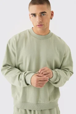 Oversized Extended Neck Heavyweight Sweatshirt Short Tracksuit | BoohooMAN UK