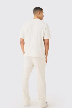 Oversized Extended Neck Heavyweight Tee And Jogger Set | BoohooMAN UK