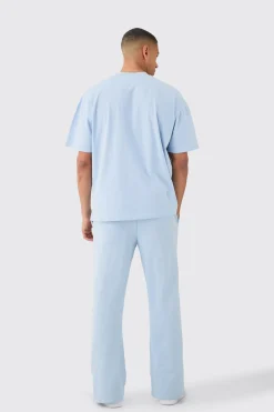 Oversized Extended Neck Heavy T-Shirt And Jogger Set | BoohooMAN UK