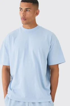 Oversized Extended Neck Heavy T-Shirt And Jogger Set | BoohooMAN UK