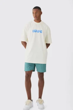 Oversized Extended Neck Homme T-shirt & Swim Short Set | BoohooMAN UK