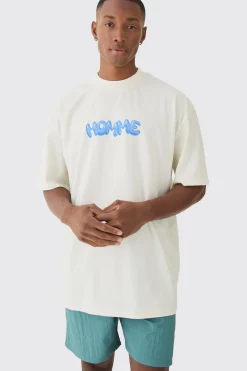 Oversized Extended Neck Homme T-shirt & Swim Short Set | BoohooMAN UK
