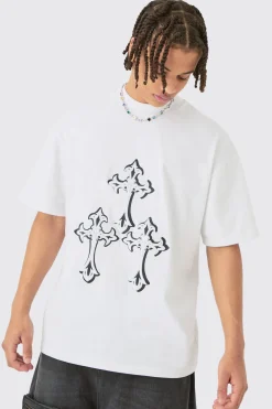 Oversized Extended Neck Heavyweight Gothic T-shirt | BoohooMAN UK
