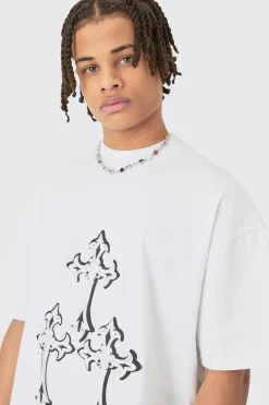 Oversized Extended Neck Heavyweight Gothic T-shirt | BoohooMAN UK