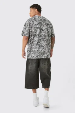 Oversized Extended Neck Homme Abstract Printed T-shirt | BoohooMAN UK