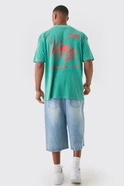 Oversized Extended Neck Homme Wash T-shirt | BoohooMAN UK