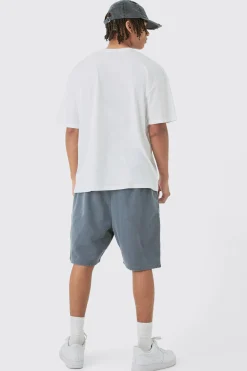 Oversized Extended Neck Homme Graffiti Large Graphic Shorts Set | BoohooMAN UK