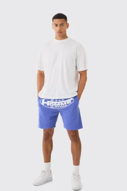 Oversized Extended Neck Homme Moto Large Graphic Shorts Set | BoohooMAN UK