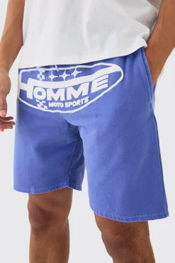 Oversized Extended Neck Homme Moto Large Graphic Shorts Set | BoohooMAN UK