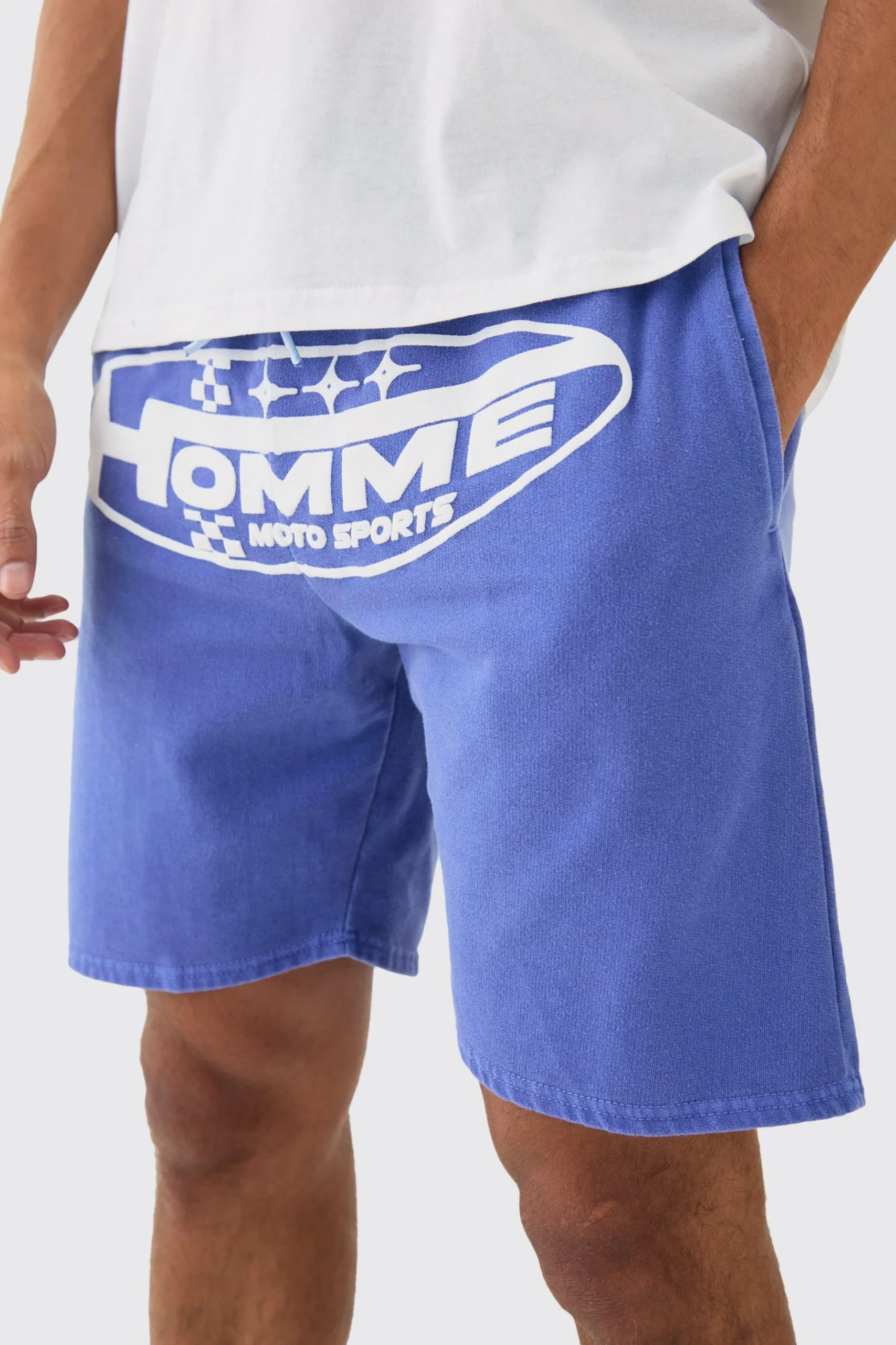 Oversized Extended Neck Homme Moto Large Graphic Shorts Set | BoohooMAN UK