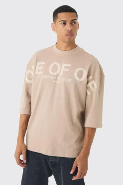 Oversized Extended Neck Half Sleeve Interlock Graphic T-shirt | BoohooMAN UK
