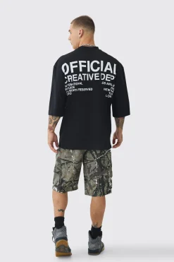 Oversized Extended Neck Half Sleeve Creative Dept T-shirt | BoohooMAN UK