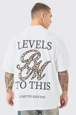 Oversized Extended Neck Heavyweight Leopard Applique T-shirt | BoohooMAN UK