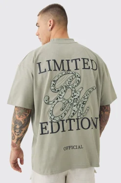 Oversized Extended Neck Heavyweight Leopard Applique T-shirt | BoohooMAN UK