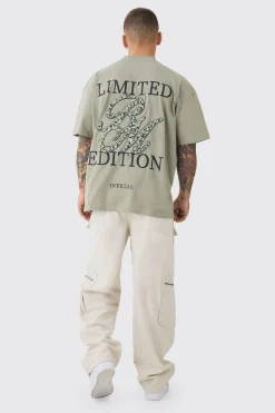 Oversized Extended Neck Heavyweight Leopard Applique T-shirt | BoohooMAN UK