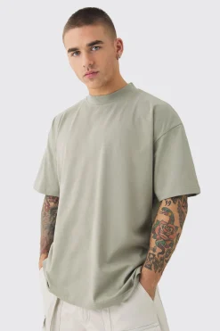 Oversized Extended Neck Heavyweight Leopard Applique T-shirt | BoohooMAN UK