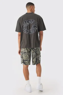 Oversized Extended Neck Heavyweight Back Embroidered T-shirt | BoohooMAN UK